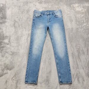 H&M &DENIM Jeans Mens 32x32 Blue Light Wash Slim Straight Stretch Denim Casual‎